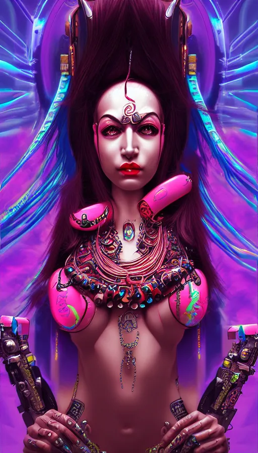 Image similar to kali goddess, cyberpunk art by kuno veeber, cgsociety, computer art, ultra detailed, futuristic, anime aesthetic