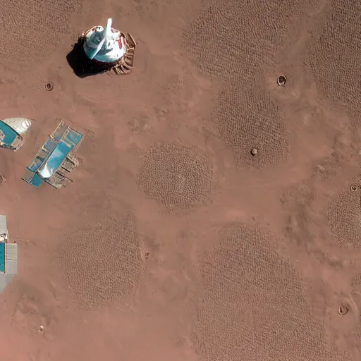 Image similar to ariel shot of a martian colony, detailed mars exploration