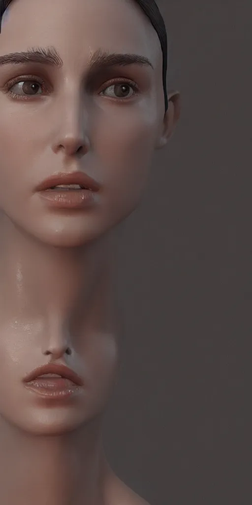 Prompt: beautiful glass Nathalie Portman sculpture, octane render, HDR