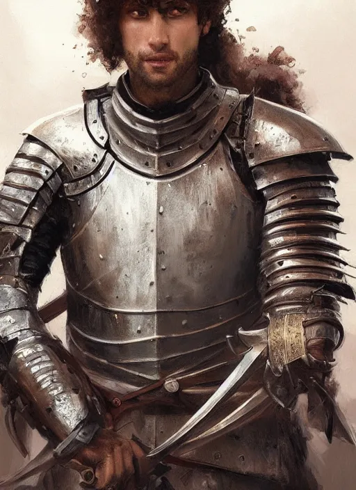 Image similar to portrait of a knight, holding a sword, victorian, concept art, detailed face, fantasy, close up face, highly detailed, cinematic lighting, digital art painting by greg rutkowski