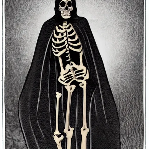 Image similar to a skeleton in black cloak