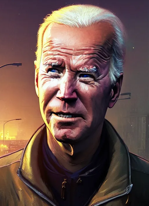 Image similar to Highly detailed portrait of homeless Joe Biden, in GTA V, Stephen Bliss, unreal engine, fantasy art by Greg Rutkowski, Loish, Rhads, ferdinand knab, Makoto Shinkai and Lois van baarle, ilya kuvshinov, rossdraws, Tom Bagshaw, alphonse mucha, global illumination, radiant light, detailed and intricate environment