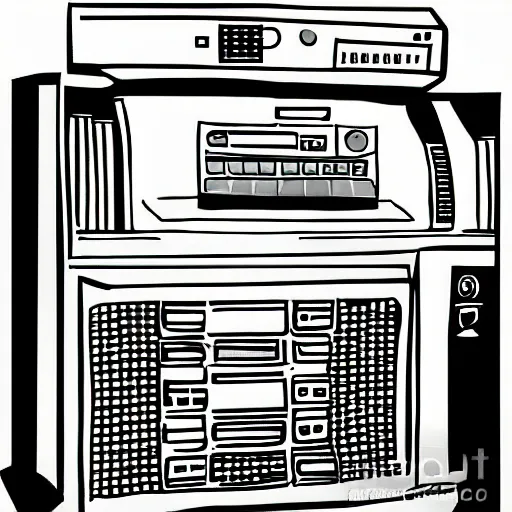 Prompt: old computer cartoon style