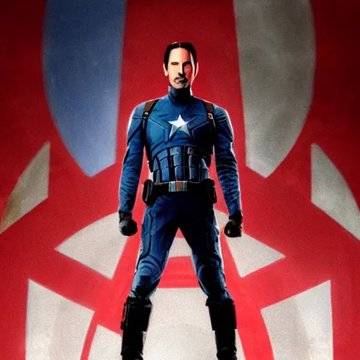 Image similar to Keanu reeves as Captain America 4K quality super realistic