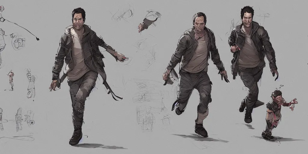 Prompt: cartoonish paul rudd running, character sheet, fine details, concept design, contrast, kim jung gi, greg rutkowski, trending on artstation, 8 k, full body, turnaround, front view, back view, ultra wide angle