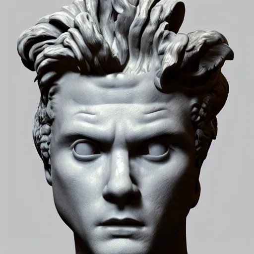 Image similar to hyperrealistic dslr film still of ace ventura pet detective as ancient roman statue, stunning 8 k octane comprehensive 3 d render, inspired by istvan sandorfi & greg rutkowski & unreal engine, perfect symmetry, dim volumetric cinematic lighting, extremely hyper - detailed, extremely lifelike attributes & lifelike texture, intricate, masterpiece, artstation, stunning