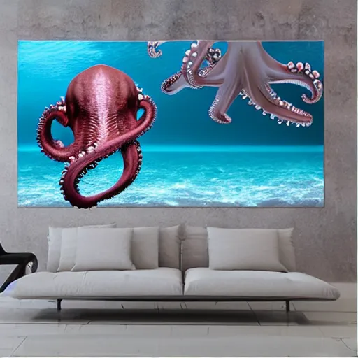 Prompt: realistic ocean monster octopus 4 k ultra athmospheric volumetric foto realistic