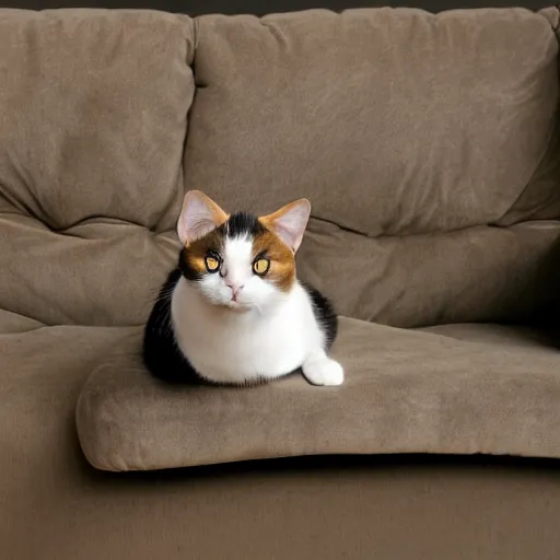 Image similar to a cat in cartoon style sitting on a couch