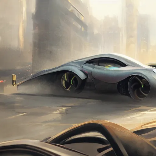 Prompt: custom car, elegant, digital painting, concept art, smooth, sharp focus, art style from Wang Ke and Greg Rutkowski and Bruce Kaiser and Scott Robertson and Dmitry Mazurkevich and Doruk Erdem and Jon Sibal, small style cue from Blade Runner and Minority Report and iRobots