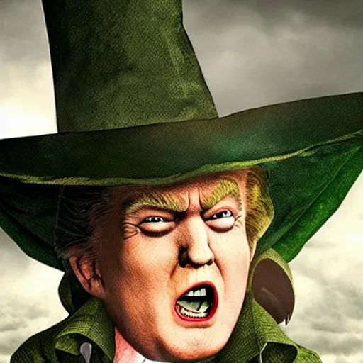 Image similar to wicked witch of the west that looks like trump, movie still