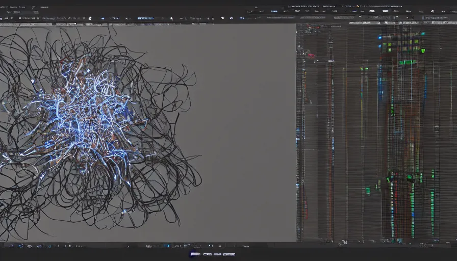 Image similar to houdini rendering of glowing synapses, photorealistic rendering, octane, redshift