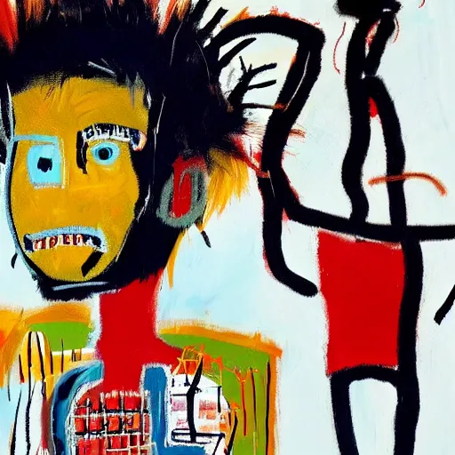 Image similar to painting of jean michel basquiat by Jean michel basquiat, highly detailed, 8k, cinematic,