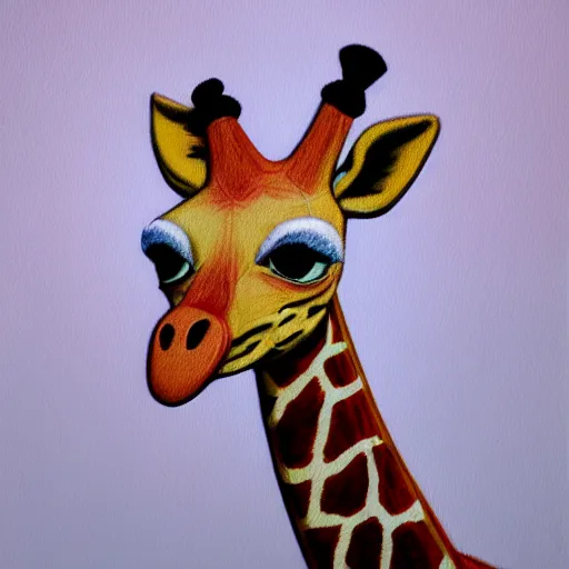 Image similar to Geoffrey the giraffe plush face, dynamic lighting, cinematic, establishing shot, extremely high detail, shining, photo realistic, cinematic lighting, intricate line drawings, 8k resolution, oil painting on canvas