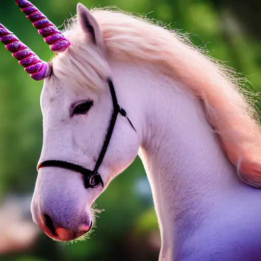 Prompt: portrait of a realistic unicorn, bokeh, high quality, photo