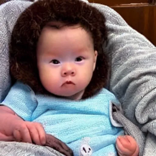 Prompt: the oldest looking baby ever, click bait