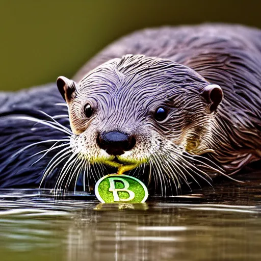 Prompt: otter eating a bitcoin, 4 k, hd, centered