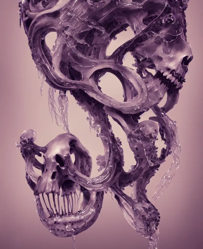 Prompt: symmetry!! goddess close - up portrait human skeleton, ram skull, squid phoenix jellyfish, orchid, betta fish, bioluminiscent, intricate artwork by tooth wu and wlop and beeple. octane render, trending on artstation, greg rutkowski very coherent symmetrical artwork. cinematic, hyper realism, high detail, octane render, 8 k