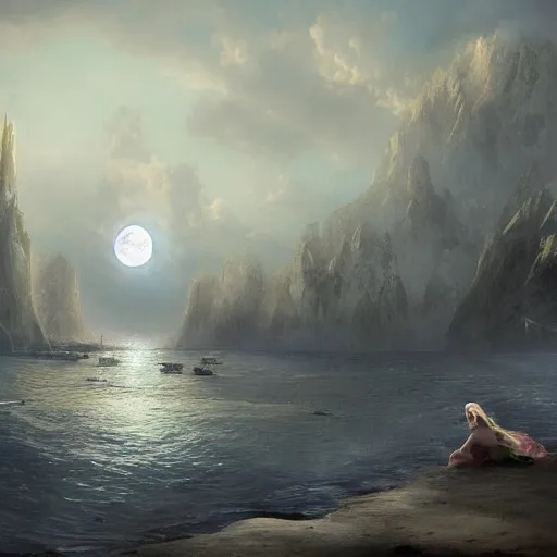 Image similar to The moonlight is the messenger of love, matte painting, concept art, 4k