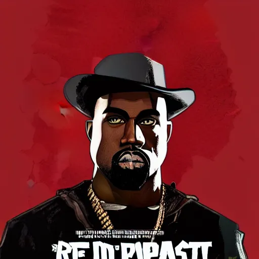 Image similar to portrait of kanye west in stephen bliss illustration red dead redemption 2 artwork of kanye west, in the style of red dead redemption 2 loading screen, by stephen bliss