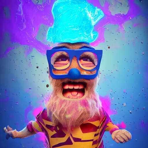 Prompt: blippi, the - dark - crystal, deadscape, francis - bacon, lisa - frank, ultra - detail, high - resolution, octane - render, dramatic colors,