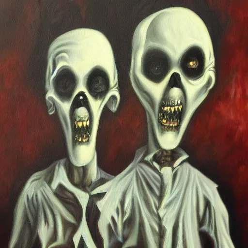 Prompt: scary horror ghosts, oil painting, 8 k,