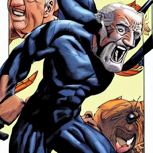 Prompt: joe biden as wolverine, comic book