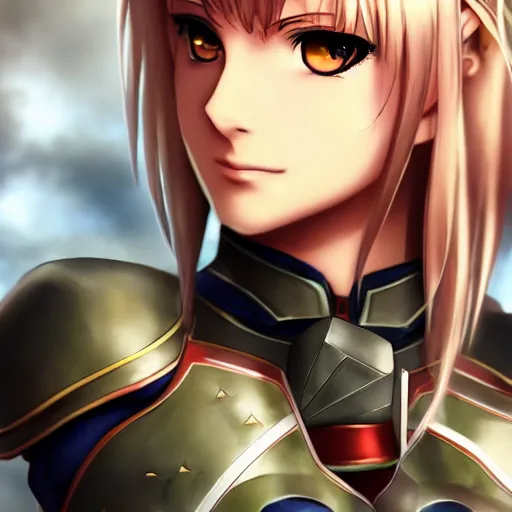 Image similar to beautiful closeup of saber from fate / stay night, with armour from lancer, high details, high resolution, kantai collection style, noise filtered, artstation, kantai collection arcade, 4 k, highly detailed, high quality