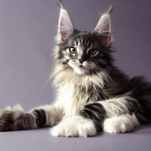 Prompt: maine coon kitty in style of Ruan Jia