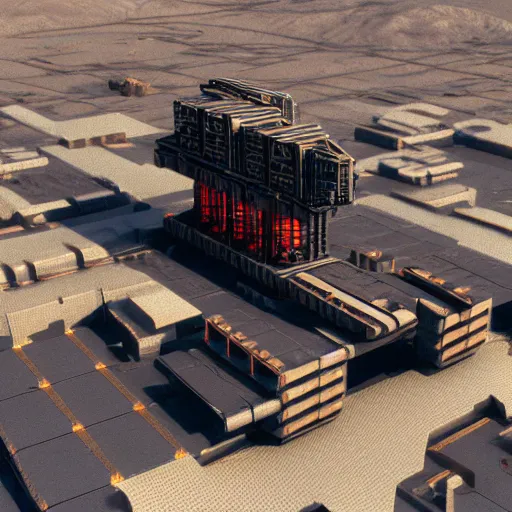 Image similar to Sci-Fi industrial futuristic Brutalism brutalistic huge huge carrying carrier vehicle desert blocky