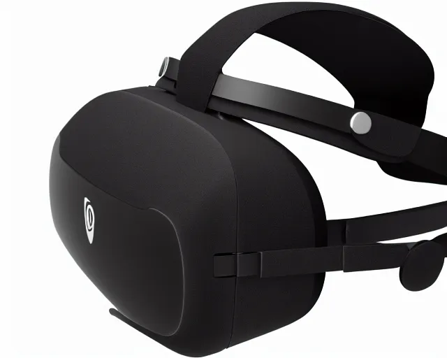 Image similar to Professional slick Product marketing photo. Steam's Valve Index HMD VR Headset. Slick and shiny presentation. Well organized and minimalist.