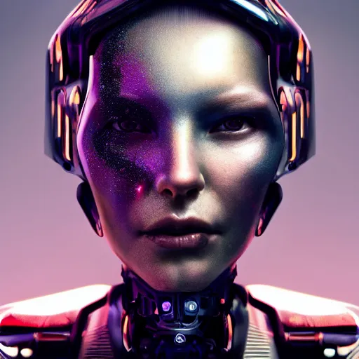 Image similar to a woman cyborg bounty hunter, a photorealistic painting by wang duo, featured on cg society, photorealism, behance hd, ultrafine detail, high detail, iridescent accents