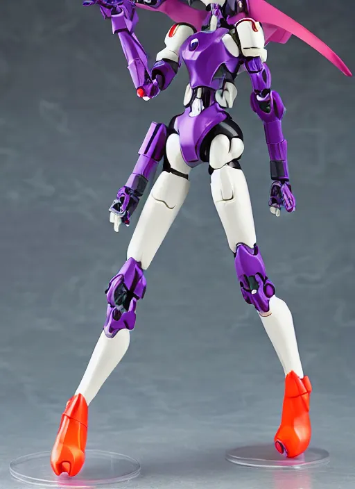 Image similar to toy design,Girl in mecha cyber Armor, portrait of the action figure of a girl, with bare legs， holding a weapon，in the style of NEON GENESIS EVANGELION， anime figma figure, studio photo