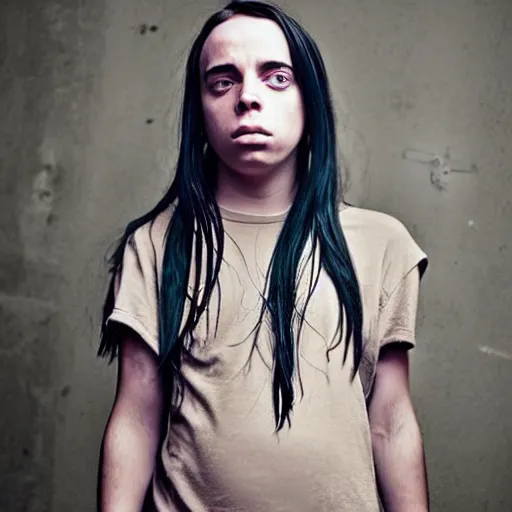 Prompt: billie eilish as a starving child in africa 4k