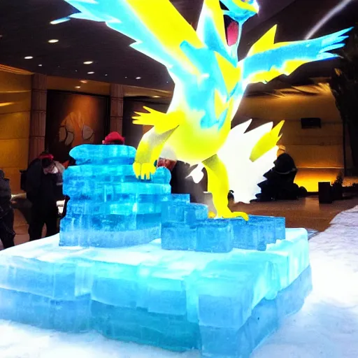 Image similar to ice sculpture of the pokemon zapdos