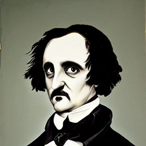 Image similar to a painting of edgar allan poe\'s black cat