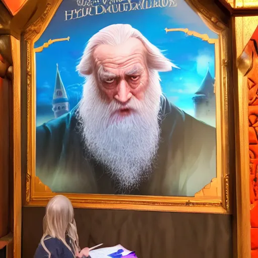 Prompt: An Award Winning Hyperdetailed Concept Art Masterpiece of Dumbledore at Walt Disney World, 8k