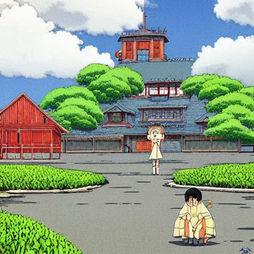 Prompt: a big house by Hayao Miyazaki