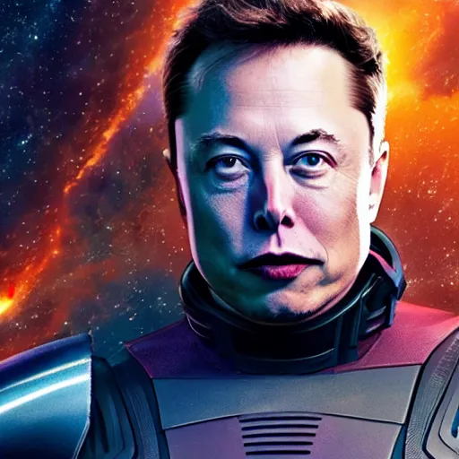 Image similar to Elon Musk in Gaurdians of the Galaxy, highly detailed, high quality, HD, 4k, 8k, Canon 300mm, professional photographer, 40mp, lifelike, top-rated, award winning, realistic, sharp, no blur, edited, corrected, trending