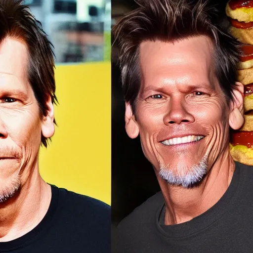 Image similar to kevin bacon's face between two loafs of a cheeseburger