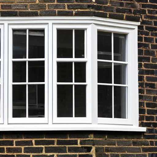 Prompt: hexagonal sash window on a british wall