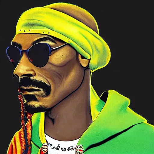 Prompt: '' Snoop dog as a high superman god of weed, 4k, detailed, photorealistic, NY landscape''