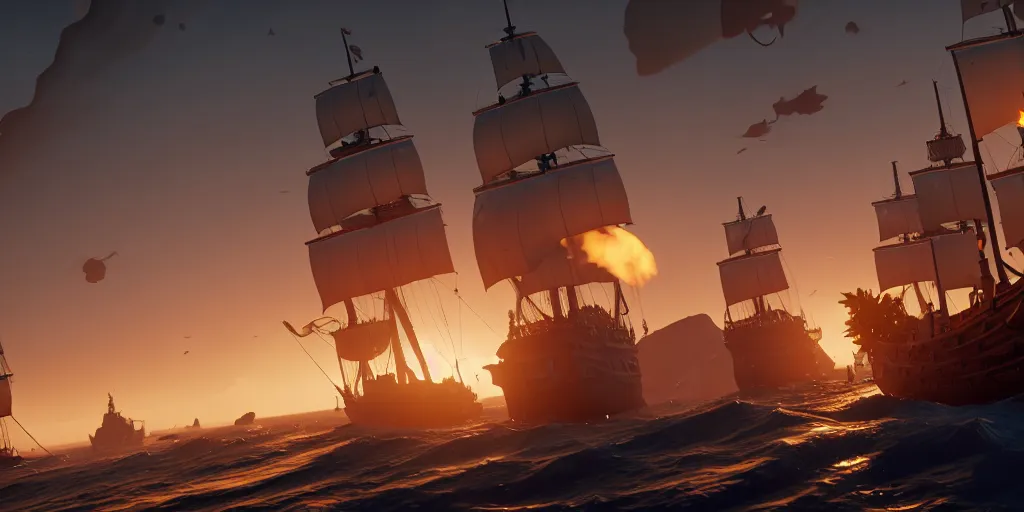 Image similar to grand maritime union in sea of thieves, sea of thieves screenshot, unreal engine, digital art, storm