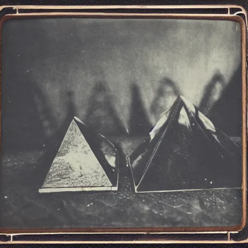 Image similar to tintype photo, upside down pyramids