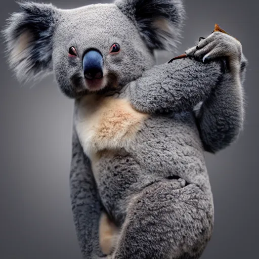 Image similar to koala as a ninja, award winning creature portrait photography, extremely detailed, artstation, 8 k, sensual lighting, incredible art, wlop, artgerm