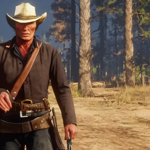 Prompt: clint eastwood stars as hosea matthews in the playstation 4 video game red dead redemption 2, beautiful screenshot