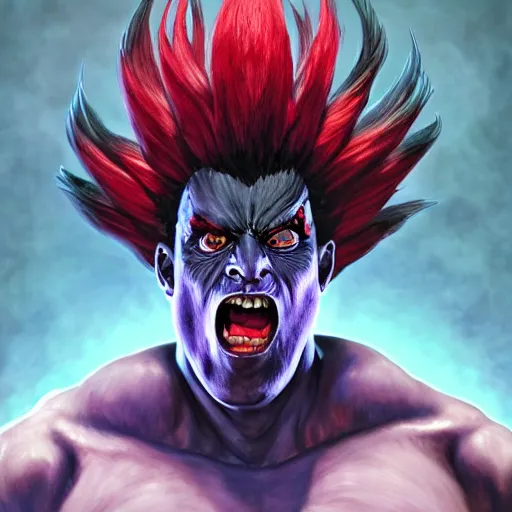 Prompt: ultra realistic beetlejuice as akuma from street fighter, portrait, 4 k, ultra realistic, detailed focused art by artgerm and greg rutkowski and alphonse mucha