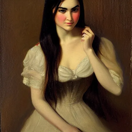 Prompt: sasha grey in an 1 8 5 5 painting by elisabeth jerichau - baumann. painting, oil on canvas