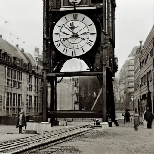 Image similar to gigant clock in front of a train