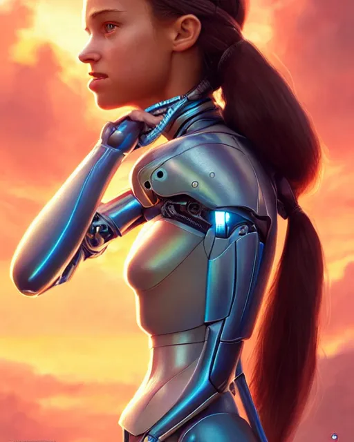 Image similar to weta disney pixar movie still portrait photo of young alicia vikander as thoughtful cyborg woman by pixar, by weta, wlop, ilya kuvshinov, rossdraws, artgerm, maxim cover, latex, sweaty, iridescent, bright morning, anime, liosh, mucha