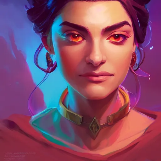 Image similar to portrait of beautiful woman, maya ali mage, gloomhaven, dynamic lighting, gaudy colors, octane render aesthetic, matte painting concept art, official fanart behance hd artstation by jesper ejsing, by rhads and makoto shinkai and lois van baarle and ilya kuvshinov and rossdraws